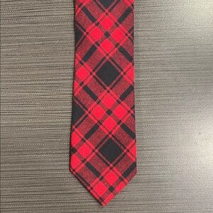 Bar III Vibrant Red and Black Checkered Tie 100% Cotton